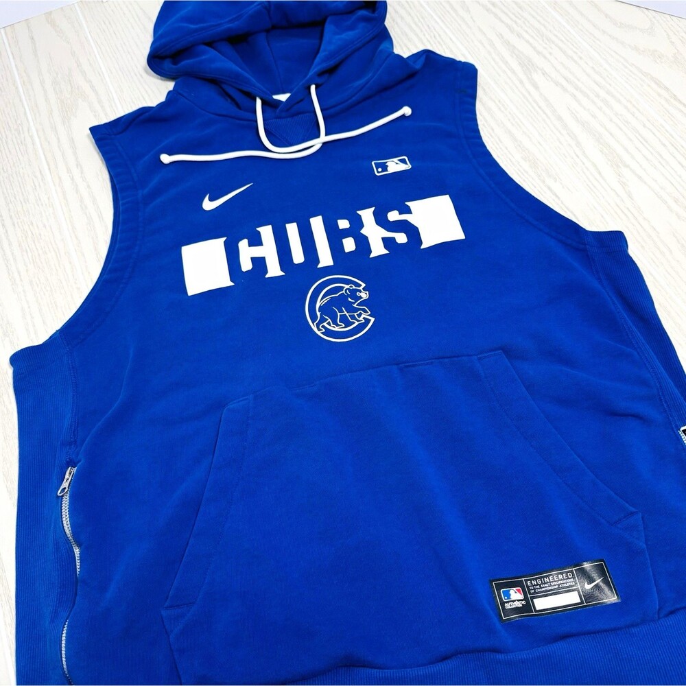 Nike Chicago Cubs MLB Dri-FIT Sleeveless Hoodie Blue White Size XL